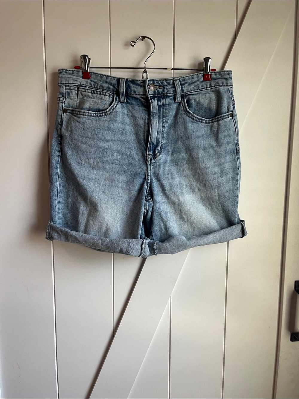 Wrangler Light Blue Rolled Cuff Denim Shorts